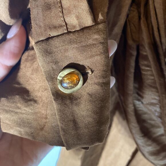 NWOT ZARA Blogger Favorite Brown Caramel Draped Shirt Maxi Dress - Picture 11 of 15